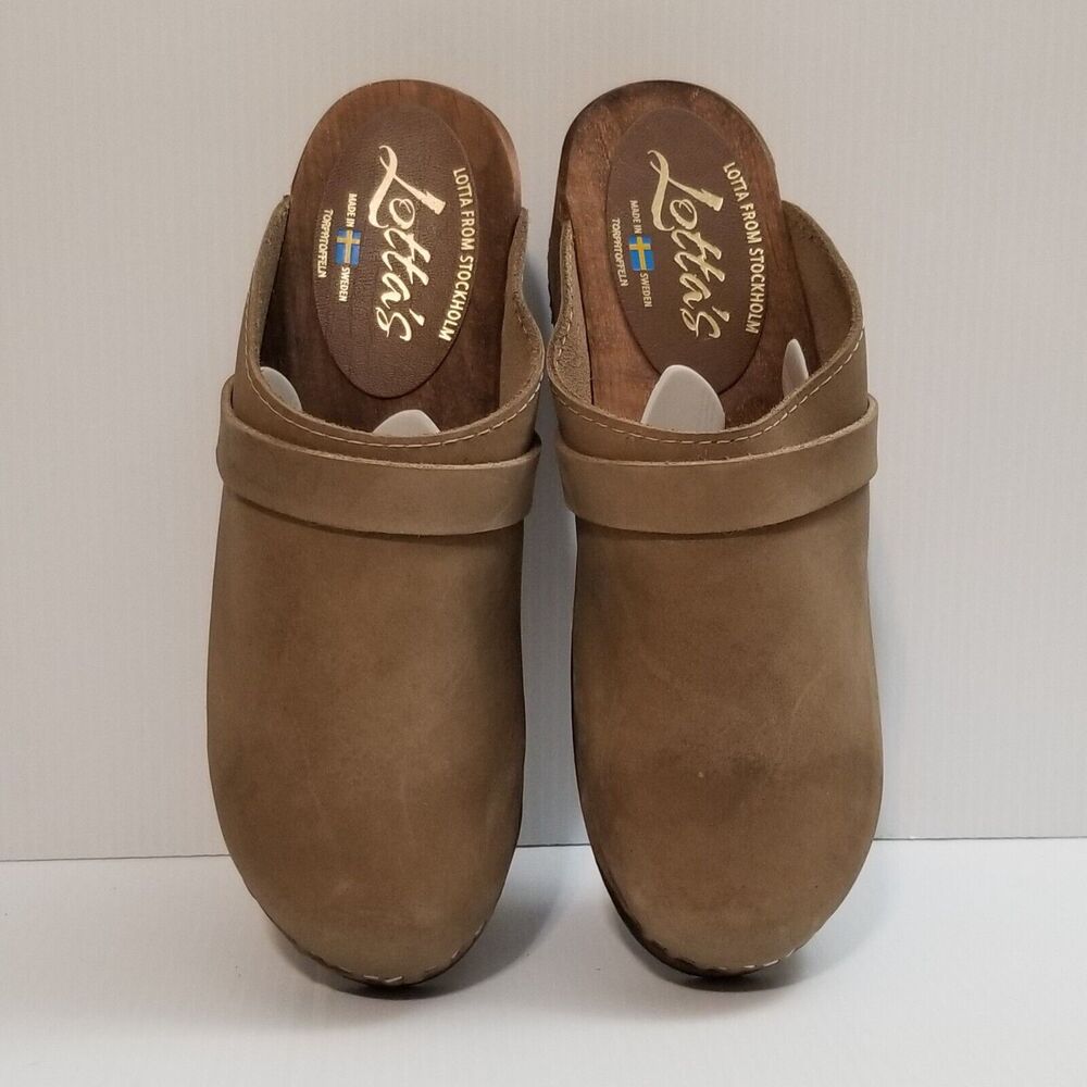 Lotta From Stockholm Swedish Classic Clogs - Brown Oiled Nubuck Leather Sz 40 /9
